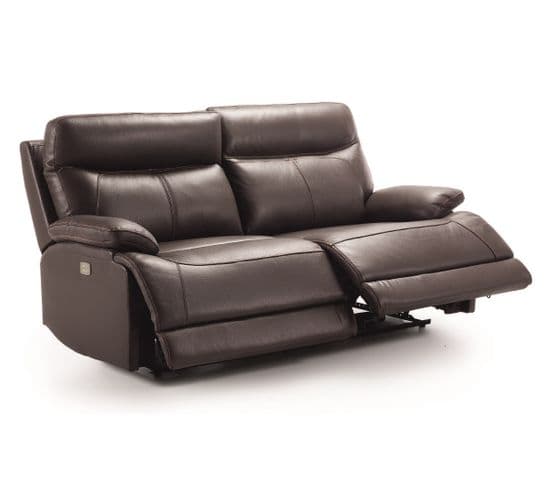 Canapé De 3 Places (2 Relax Électriques) En Cuir/pvc Couleur Marron - L. 194 X P. 97 X H. 99 Cm