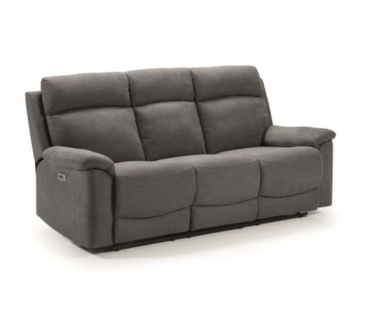 Ensemble Canapé De 3 Places Relax Électrique + Canapé De 2 Places Fixes En Tissu Couleur Gris Foncé