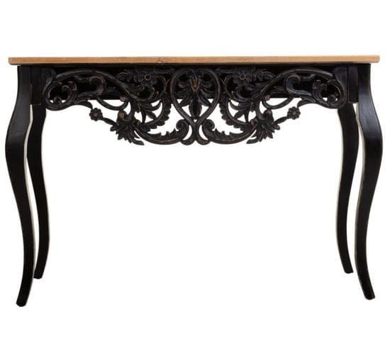 Meuble Console, Table Console En Bois Coloris Noir, Naturel - L. 111 X P. 40  X H. 77  Cm