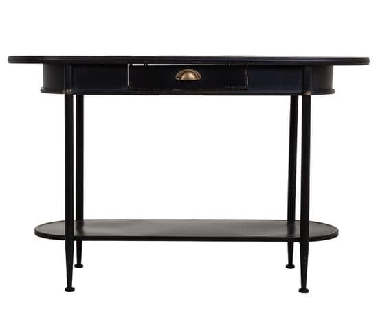 Meuble Console, Table Console Avec 1 Tiroir En Métal Coloris Noir - L. 120 X P. 41 X H. 75 Cm