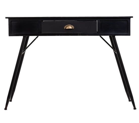 Meuble Console, Table Console En Métal Coloris Noir - L. 100  X P. 40  X H. 75 Cm