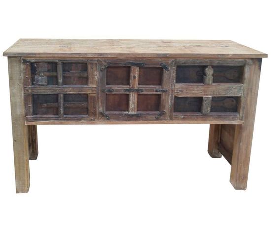 Meuble Console, Table Console En Bois Coloris Marron - L. 138 X P. 39 X H. 90  Cm