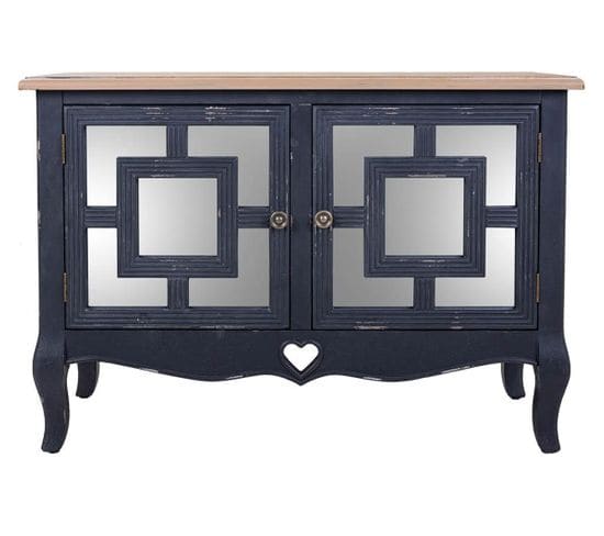 Meuble Console, Table Console Avec 2 Portes En Bois Coloris Noir  - L.  83 X P. 36 X H.  56 Cm