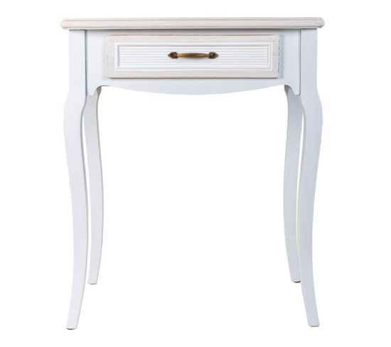 Meuble Console, Table Console En Bois Avec 1 Tiroir Coloris Blanc - L. 60 X P. 40 X H. 72,50 Cm