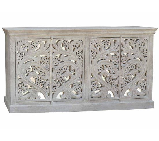 Buffet, Meuble De Rangement En Bois Coloris Blanc - Longueur 180 X Profondeur 40 X Hauteur 93 Cm