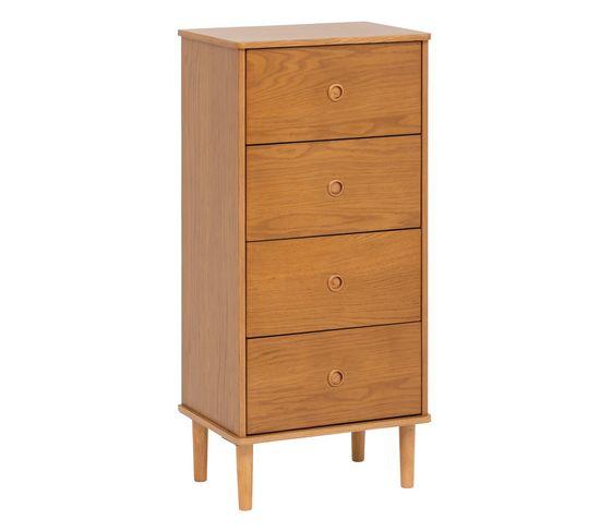 Chiffonnier,  Meuble De Rangement  Avec 4 Tiroirs En Bois Coloris Marron