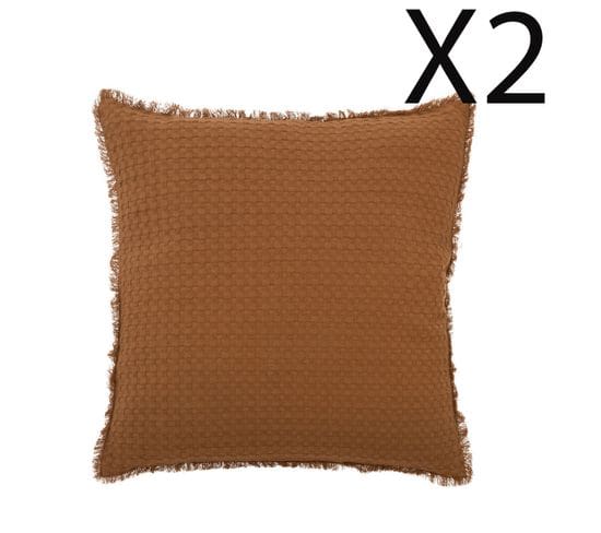 Lot De 2 Coussins En Coton Coloris Terracotta - Longueur 45  X Profondeur 10 X Hauteur 45  Cm