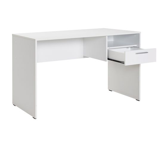 Meuble Du Bureau, Table De Bureau En Bois Coloris Blanc - Longueur 120 X Profondeur 60 Cm