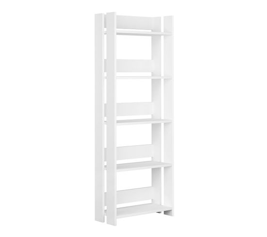 Etagère, Bibliothèque Coloris Blanc - Longueur 57 X Profondeur 25 X Hauteur 155 Cm