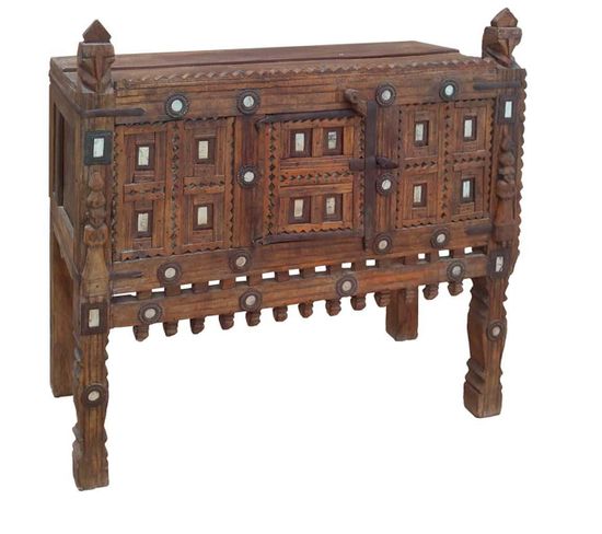 Buffet, Meuble De Rangement En Bois Coloris Marron - Longueur 112 X Profondeur 35 X Hauteur 107 Cm