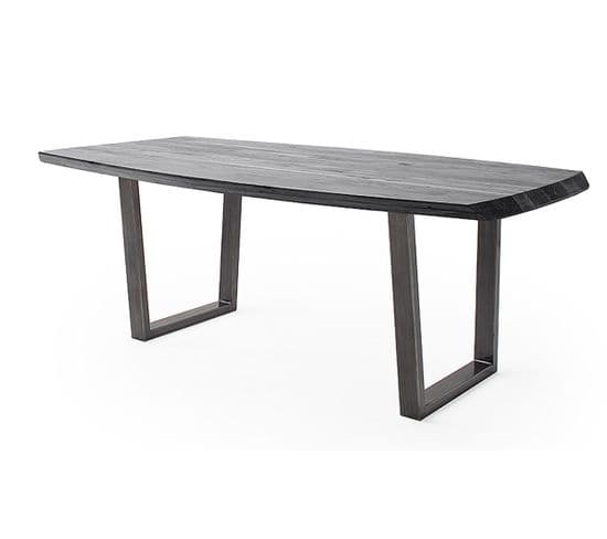 Table De Salle à Manger Rectangulaire En Bois D'acacia Coloris Gris, Pieds En Métal