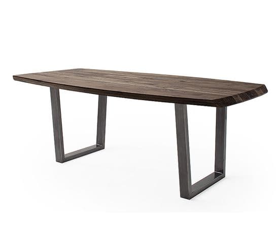 Table De Salle à Manger Rectangulaire En Bois D'acacia Coloris Noyer, Pieds En Métal