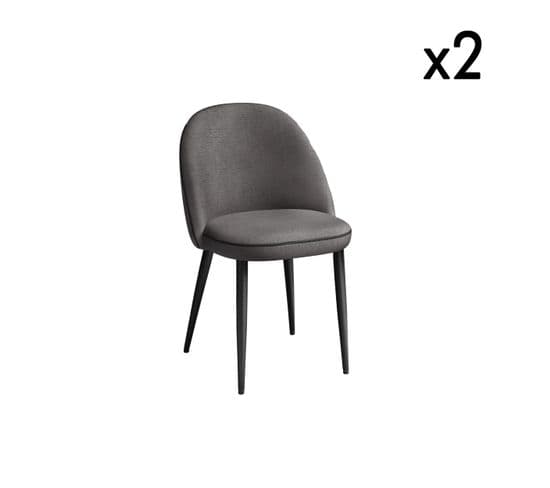 Set De 2 Chaises Kent Tissu Tramé Pieds Noirs