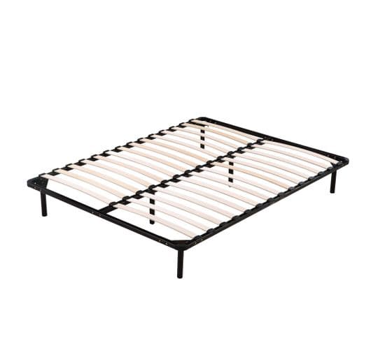 Sommier Cadre A Lattes + Pieds 200x200 X 29 Cm En  Metal - Julie