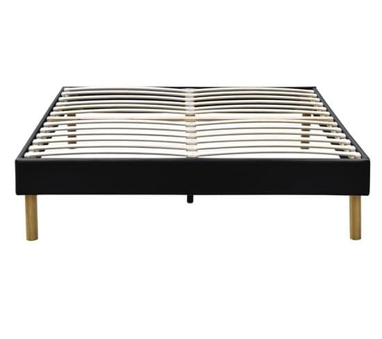 Sommier Tapissier Noir Mina + Pieds En 20 Cm Pour Matelas En 180x200 - 2 X 13 Lattes