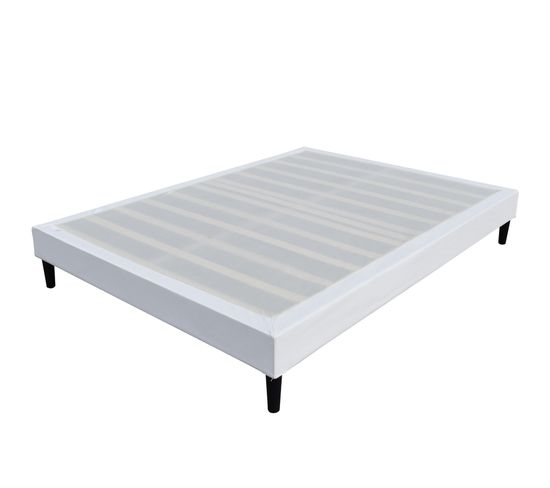 Sommier Tapissier Blanc 140x200 Déhoussable Housse Lavable - Revetement Tissu Pvc