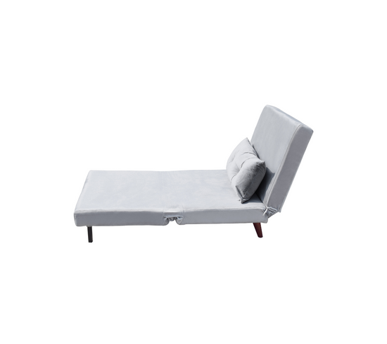 Fauteuil Convertible Lit Une Place Tissu Velours Gris: 80 X 90 X 84 Cm - Lit: 80 X 190 X 28 Cm