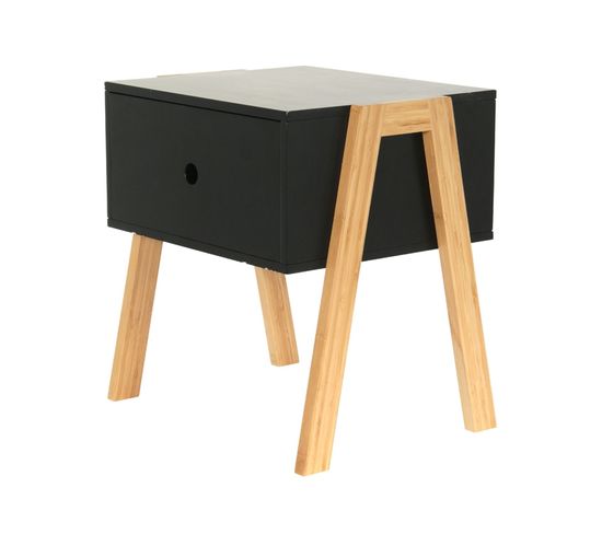 Table De Chevet Scandi Anja - L. 44 X H. 45 Cm - Noir