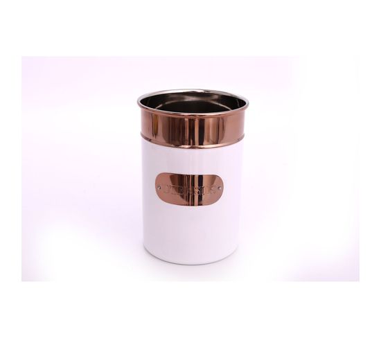 Pot à Ustensiles Design Copper - H. 18 Cm - Blanc Et Cuivré