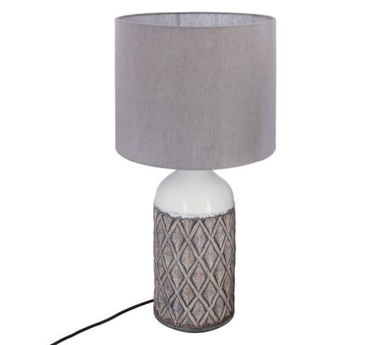 Lampe à Poser Ethnique Terra - H. 57 Cm - Gris