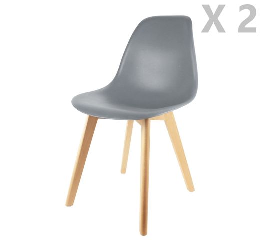 2 Chaises Design Scandinave à Coque Holga - Gris