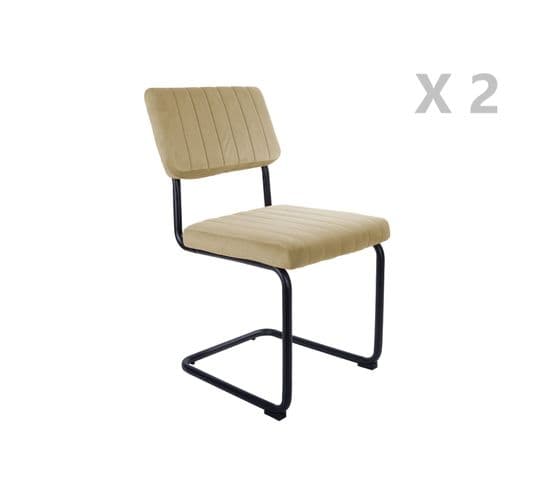 Lot De 2 Chaises Cantilevers Design Effet Velours Keen - Beige