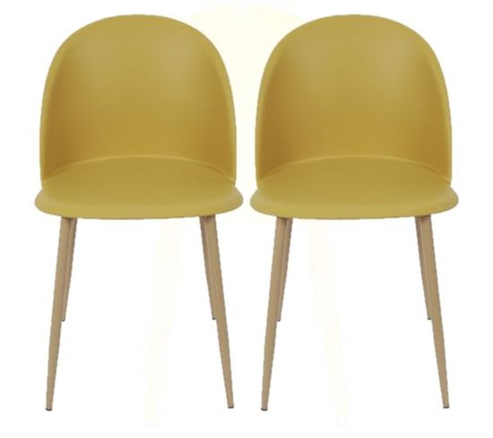 Lot 2 Chaises Scandinave Bergen - Jaune Moutarde