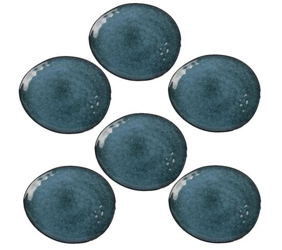 Lot De 6 Assiettes Galet Au Gré Du Temps - Bleu