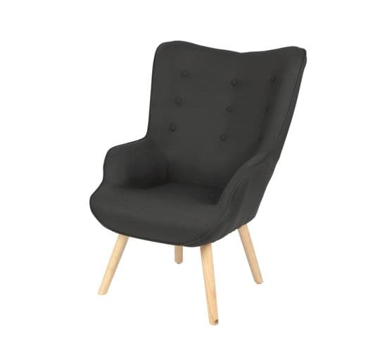 Fauteuil Noor Avec Pieds En Bois - Noir