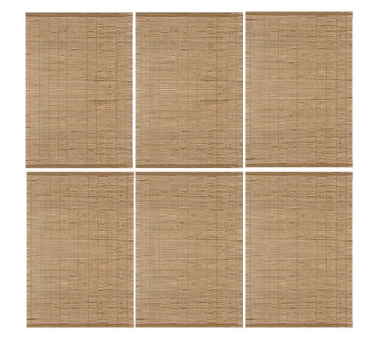 Lot De 6 Sets De Table En Bambou Rectangulaire - 45 X 30 Cm