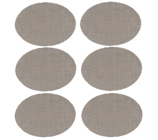 Lot De 6 Sets De Table Maoli Oval Effet Tissé - 45 X 35 Cm - Noir Et Blanc