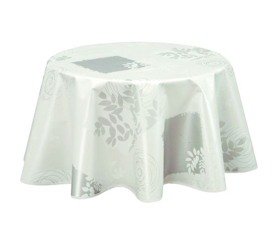 Nappe Ronde En Toile Cirée Provençale Vera - Diamètre 150 Cm - Blanc