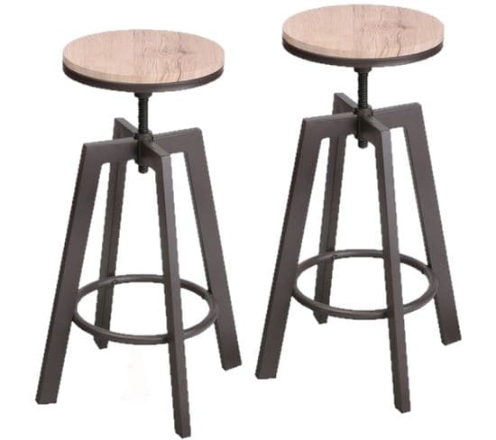 Lot De 2 Tabourets De Bar Industriel Dock - Noir