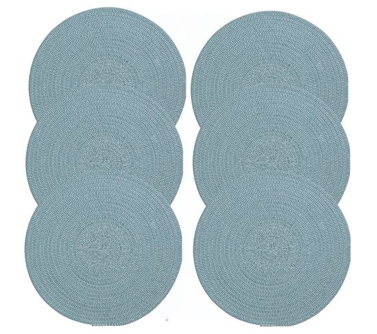 Lot De 6 Sets De Table Rond En Coton Alana - Diam. 38 Cm - Vert Émeraude