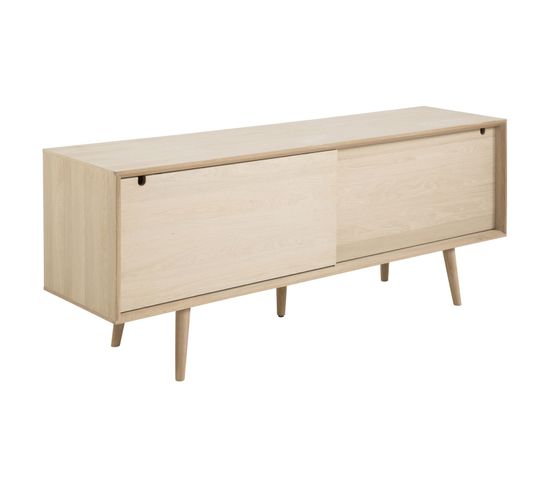 Buffet 5 Tiroirs Et 2 Portes Coulissantes En Panneaux De Particules - Beige