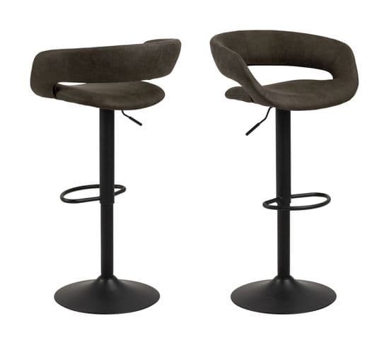 Lot De 2 Tabourets De Bar En Tissu Et Métal - Gris