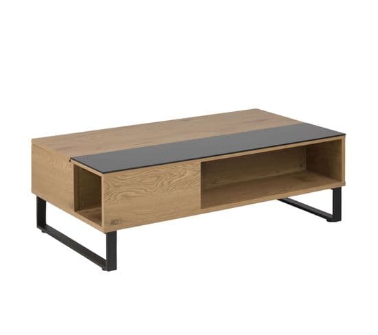 Table Basse En Verre Et Mdf Avec Plateau Relevable - Noir