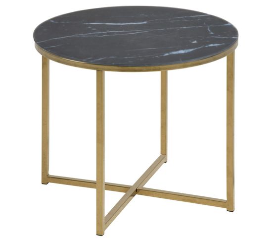 Table D’appoint Ronde En Verre Et Métal - Noir