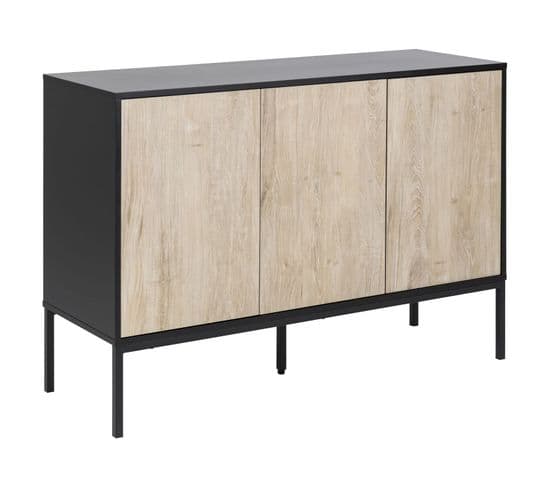 Buffet 3 Portes En Mdf Et Métal - Noir Et Beige