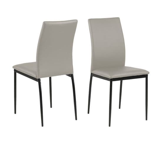 Lot De 4 Chaises De Salle à Manger En Similicuir - Gris Et Noir