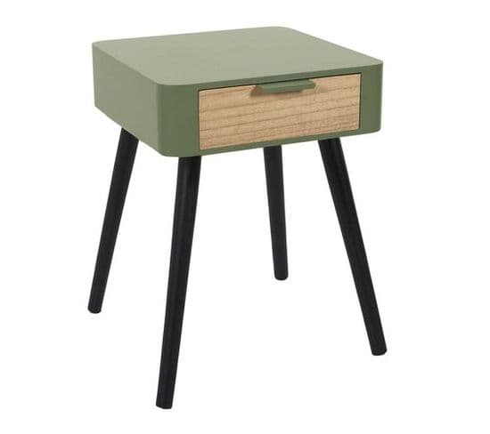 Table De Chevet 1 Tiroir En Mdf - Vert Kaki