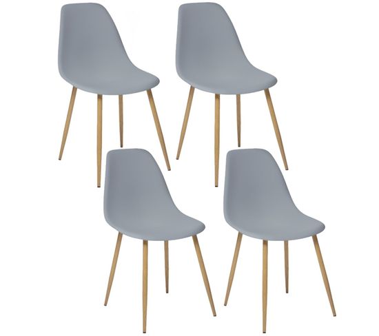 Lot De 4 Chaises Thao En Polypropylène Et Fer - Gris