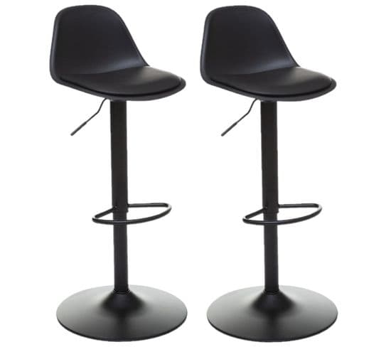 Lot De 2 Chaises De Bar Aiko En Polypropylène Ajustable - Noir