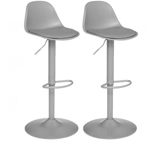 Lot De 2 Chaises De Bar Aiko En Polypropylène Ajustable - Gris Clair