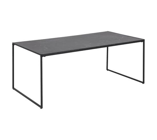 Table Basse Rectangulaire En Mélaminé Et Métal - L.120 Cm X H. 48 Cm - Noir