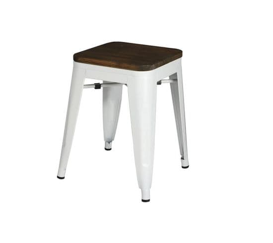 Tabouret Vintage Liv H46 Cm - Blanc Mat