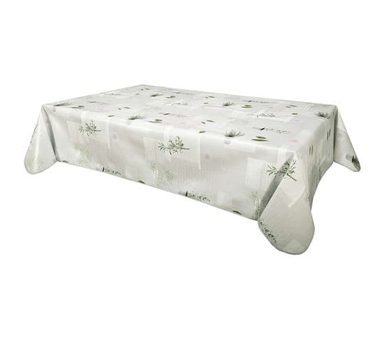 Nappe En Toile Cirée Rectangulaire Aromatic - 140 X 250 Cm - Ecru