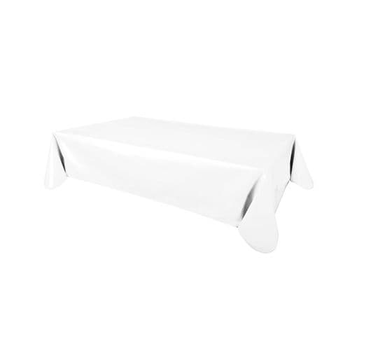 Nappe En Toile Cirée Rectangulaire Uni - 140 X 250 Cm - Blanc