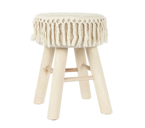 Tabouret Bohème - Hauteur 40 Cm - Beige