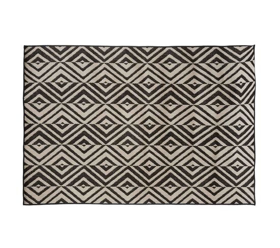 Tapis Rectangulaire Intérieur Et Extérieur Géométrique - 120 X 160 Cm - Noir Et Blanc